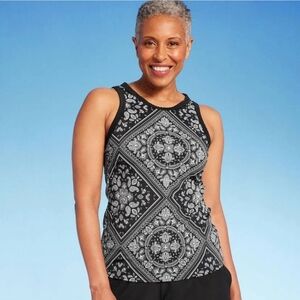 Lands' End Women's Tankini Swim Tank Top with 50 UPF Protection & Bandana Print